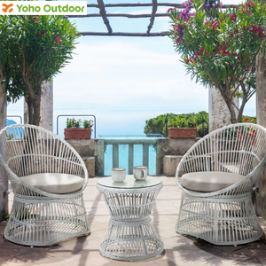 Juego de jardín de ratán impermeable moderno al por mayor, muebles de patio, sofá, mesa de bistró, silla, marco de acero para exteriores - Product Image 5