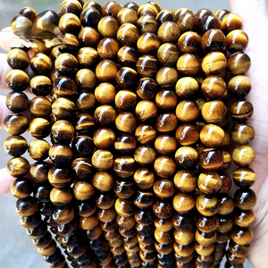 Perline di Occhio di Tigre <span class=keywords><strong>Giallo</strong></span> Naturale Lisce e Rotonde per Creazione di Gioielli - Product Image 1