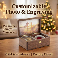 Boîte à musique en bois personnalisable avec cadre photo, mécanisme Sankyo, pour enfants, cadeau de naissance, plusieurs mélodies disponibles