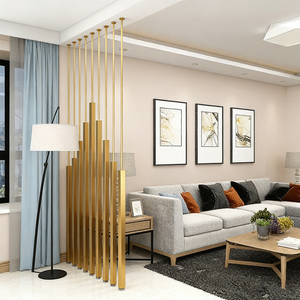 Luxe gouden kolomvormige roomdividers van roestvrij staal voor binnenhuisdecoratie - Product Image 3