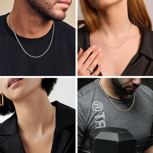 Collier en acier inoxydable plaqué or 14K, 2mm 3mm 4mm, pour femmes et hommes, personnalisable, tendance, avec maillons Rolo, Câble, Franco, Box, Blé - Product Image 4