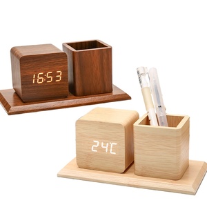 ชุดนาฬิกาตั้งโต๊ะไม้เนื้อแข็ง Natural Rhythm พร้อมที่ใส่ปากกา บริการผลิตที่เป็นมิตรต่อสิ่งแวดล้อม <span class=keywords><strong>จัด</strong></span>ระเบียบเวลาอย่างสดชื่น - Product Image 1