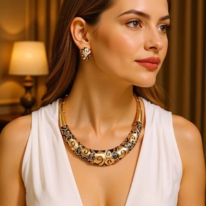 Premium Choker Necklace Set Royal Red Stone Choker with Matching Earrings Party Wear Choker Necklace Jewelry Set - Product Image 1