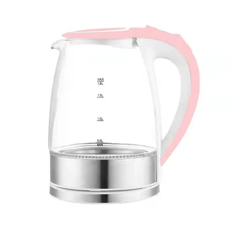 Small kitchen appliances transparent glass LED lights 304 stainless steel household anti-dry protection 1.8L capacity kettle