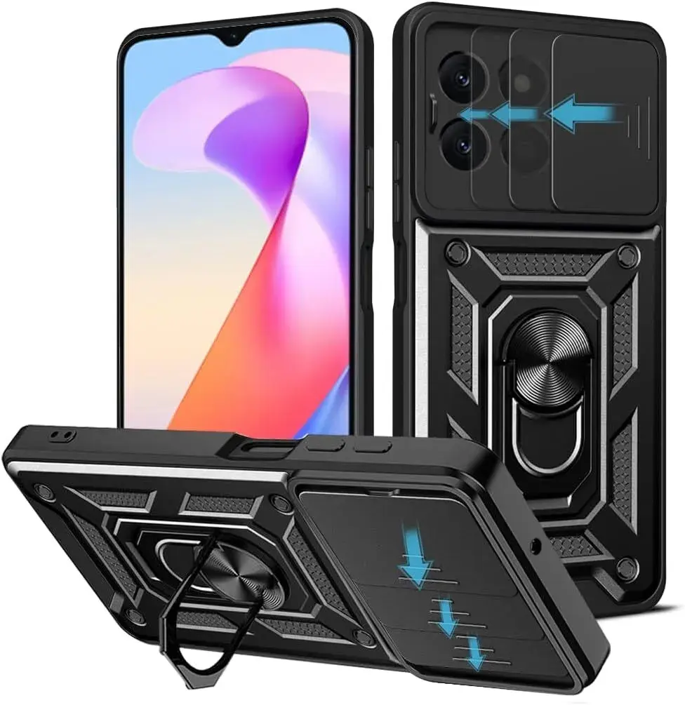 For infinix note 40 pro 5g spark 20pro 10C Ring Holder Back Coque with Slide Ring TPU PC Anti Drop Proof Protective Phone Case