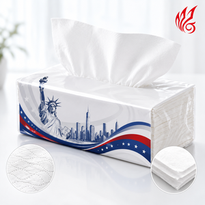 Mouchoirs en papier doux <span class=keywords><strong>2</strong></span> plis gaufrés avec motif drapeau américain, phare et mouette, pour usage domestique - Product Image 1
