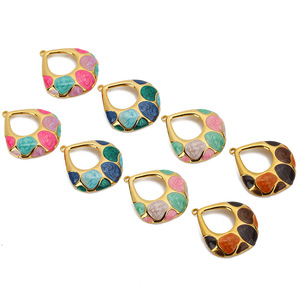 Colgante chapado en acero inoxidable con forma de gota para hacer collares, accesorios de joyería DIY, patrón de concha de Color dorado WLL32 - Product Image 5