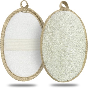 Custom logo Natural Loofah Exfoliating Body Scrubber Shower Loofah Pad Sponge Bath Shower for Face and Body for Women and Men - Product Image 1