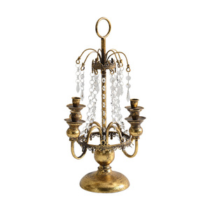 LANJO Porte-bougie en métal rétro de style européen à quatre têtes avec cristaux, lanternes à bougies créatives pour mariage - Product Image 6