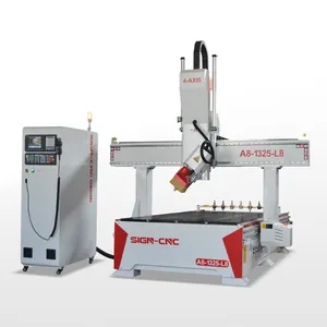 Rabatt A8-1325-L8 3d 4 achsen holzarbeitung cnc-maschine mit schwenkkopf für oberflächenmaterialien cnc-fräsetisch holzarbeit