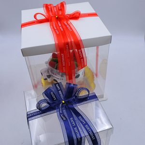 Vente en gros 100% polyester Ruban d'emballage de gâteau imprimé «Joyeux anniversaire» en <span class=keywords><strong>organza</strong></span> <span class=keywords><strong>rouge</strong></span> et bord en mousseline de satin tissé - Product Image 4