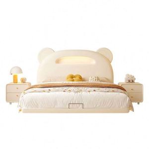 Cartoon Bear <b>Floating</b> Comfortable Kids Daybed Cream Color Modern Solid Wood <b>Frame</b> Full Size Bedroom for Girls Boys - Product Image 6