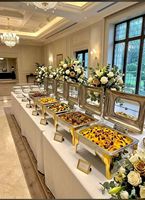 Guangzhou HADI Catering 9 Liter Kommerzielle Restaurant-Buffet Goldene Hydraulische Rechteckige Chafing Dishes