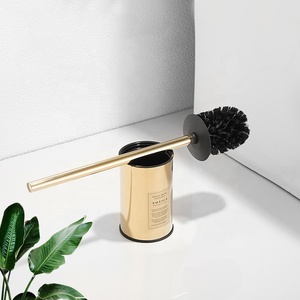 Gold Black <strong>Chrome</strong> <strong>Toilet</strong> <strong>Brush</strong> and With Holder Set Floor Standing Stainless Steel for Bathroom Household Deep Cleaning - Product Image 3