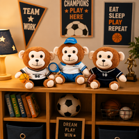 Peluche singe personnalisée sur le thème du sport, avec uniformes de tennis, basketball et rugby, cadeau promotionnel pour enfants, vente en gros
