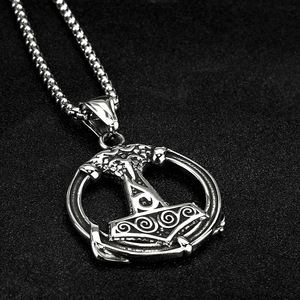 Viking Thor's Hammer Stainless Steel Pendant Necklace Men's Fashion Jewelry Gift <b>Dropshipping</b> Wholesale - Product Image 3