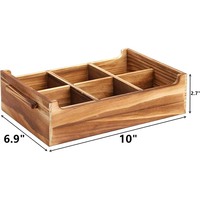Organisateur de paquet de sucre en bois porte-boîte de sachet de thé avec poignée plateau à 6 compartiments