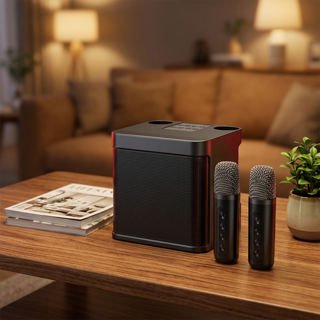 ODM Karaoke Speaker 10W Output Dual Wireless Microphones USB Rechargeable Battery WJ-A826 for 5.3 for Parties Home Theatre