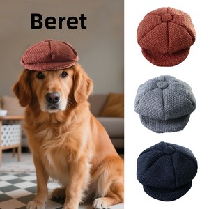 Boina Clásica Bordada Estilo Caballero para Perros y Gatos - Sombrero para Mascotas para Todas las Estaciones, Cumpleaños - Product Image 1