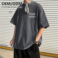 T-shirt en coton oversize à manches courtes d'été pour hommes, logo personnalisé imprimé, tissu en jersey décontracté à col rond, longue longueur, vente en gros