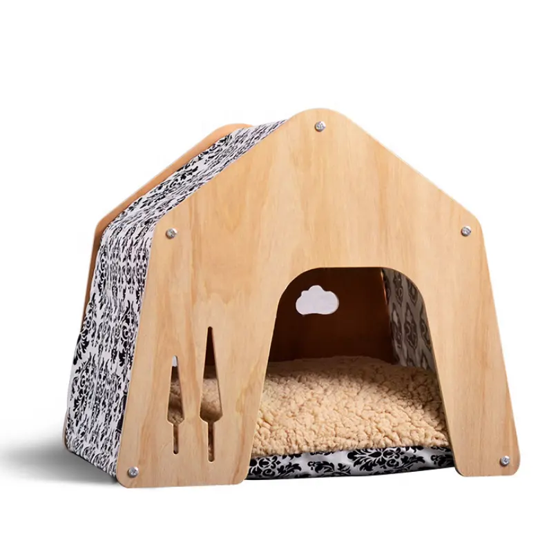 Maison pour animaux de compagnie en bois écologique et Villa et lit de maternité pliable pour animaux de compagnie