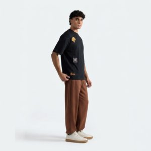 Camiseta Negra de Manga Corta para Hombre, Cuello Redondo, Talla Grande, 100% Algodón Jersey, Informal, Transpirable, Ecológica, con Logotipo Frontal - Product Image 2