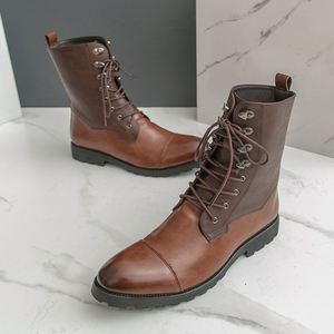 Bottes de Travail Rétro en PU à Bout Épais pour Couples, Style Western Cowboy, Collection Automne-Hiver 2025 – Modèle Unisexe pour Hommes et Femmes - Product Image 4