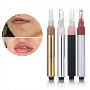 Hydratant liquide végétalien naturel à l'acide hyaluronique, repulpeur et volumateur de lèvres avec effet pailleté argenté et doré, logo personnalisé - Product Image 1