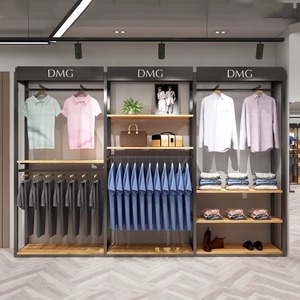 Présentoir de <span class=keywords><strong>Magasin</strong></span> de Vêtements pour Hommes en Fer Forgé, Décoration de Boutique Tendance, Étagère de Supermarché, Porte-Présentoirs au Sol Métallique - Product Image 1