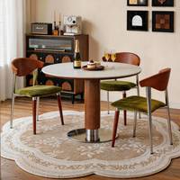 Table à manger moderne haut de gamme en pierre, table ronde créative pour petit appartement, table à manger française en bois et métal à vendre
