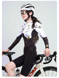 Jersey de Ciclismo de Invierno para Mujer con Logotipo Personalizado, Diseño Abstracto y Patrón de Curvas Degradadas, Cierre Completo, Manga Larga, para Bicicleta de Carretera y MTB - Product Image 4
