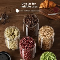 Conteneur cylindrique hermétique en verre sodocalcique de qualité alimentaire, scellé sous vide, pour le stockage de grains de café, de café moulu et de thé, style chinois