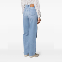 Jeans en denim bleu clair vintage respirant taille haute pour femme, style streetwear sexy, avec boutons personnalisés en strass, OEM/ODM