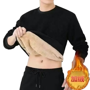 Maglione Invernale da <span class=keywords><strong>Uomo</strong></span> in Pelle di Agnello Foderato in Pile, Vendita Diretta dalla Fabbrica, Collo Tondo, Vestibilità Ampia, Maglia Base Calda - Product Image 2