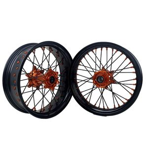 Juego de Ruedas <span class=keywords><strong>Supermotard</strong></span> de Aleación de Aluminio Anodizado ULB 17 de Alto Rendimiento, Nuevas, para Motocicletas EXC SXF 2003-2025 - Product Image 3