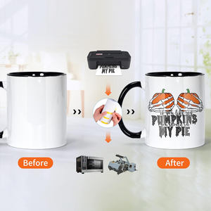 Caneca interna colorida personalizada de 11 onças, caneca de café em cerâmica com alça colorida, mais popularmente em branco por sublimação - Product Image 2