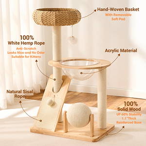 Multi-Functional Compact Sisal Cat Climbing Tree with Scratching <b>Post</b> Rotating Toy Ball and Compact Design - Product Image 3
