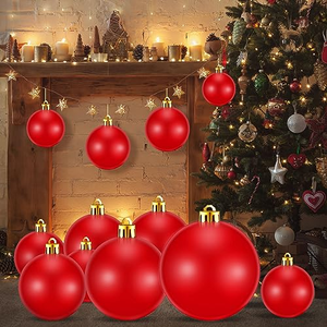 Boules de Noël en plastique incassable, décorations de Noël, ornements, vert, argent, rouge, bleu, or - Product Image 4