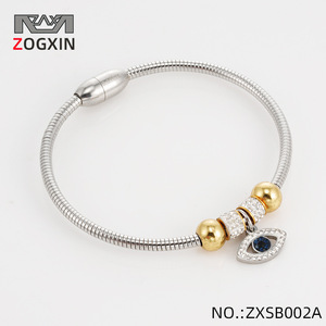 Stainless Steel Heart <b>Shape</b> Color <b>Block</b> Bracelet With Rhinestones For Women Gift Jewelry - Product Image 2