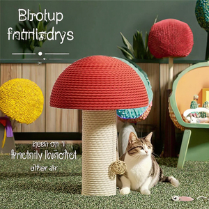 Mushroom Shaped <b>Cat</b> <b>Scratching</b> Post Sisal <b>Cat</b> <b>Tower</b> Indoor Climbing Tree with Base and Hanging Ball Wear Resistant - Product Image 3
