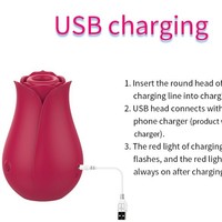 Vibrateur à succion en silicone en forme de rose pour femmes, jouet sexuel pour adultes, modes de vibration multiples, rechargeable par USB, bruit de 50 dB