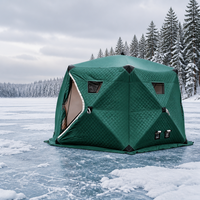 Tente de camping yourte pour pêche sur glace, 6-8 personnes, imperméable, rembourrage matelassé épais 1000-1500 mm, motif losanges, pliable et portable
