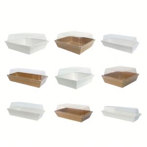 Disposable Dessert <b>Containers</b> Clear Bakery Boxes <b>Takeaway</b> Food <b>Containers</b> Sandwich Packaging Box Kraft Paper Charcuterie Boxes - Product Image 2