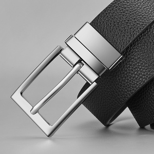 Cinto Casual de Negócios Masculino com Fivela Rotativa Dupla Face, Padrão de Pedra Lychee, Acessório Decorativo para Jovens em Liga - Product Image 3