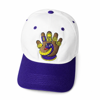 Casquette de baseball brodée Couronne blanche Bord violet Motif serpent graphique Logo personnalisé Hommes Femmes Unisexe Streetwear