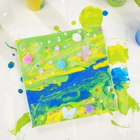 Kit de Peinture sur Toile à Texture à Verser Thème Nature pour Enfants, Personnalisable, Nouveau, Cadeau, Dessin, Bricolage, Jouet, Ensemble de Peinture Acrylique