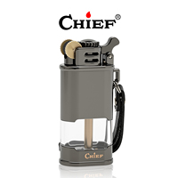 Briquet à silex compact CHIEF Oil, style vintage américain, en alliage de zinc pur, rechargeable, avec logo personnalisé, portable, pour affaires