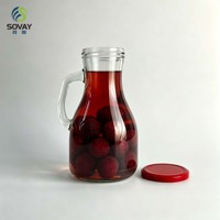 1400ml Gelas Pitcher Besar dengan Pegangan, Stoples Kaca Food-Grade untuk Jus, Lemonade, Acar, Penggunaan Rumah Tangga dan Produksi Pabrik