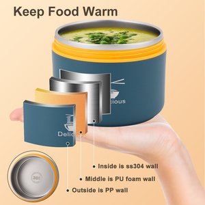 Commercio all'ingrosso in acciaio inox isolato Thermos sottovuoto Lunch Box trasportino cibo Heatable caratteristica coperchio in plastica per la conservazione degli alimenti campeggio - Product Image 4