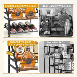 Étagère à vin en fer forgé à trois niveaux avec étagère de rangement pour sirop, <span class=keywords><strong>porte</strong></span>-bouteilles compact pour le salon - Product Image 4